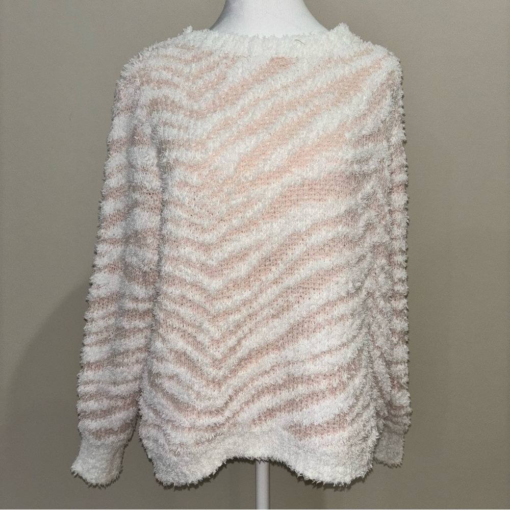 🔥POL Pink & White Zebra striped Sweater Size S